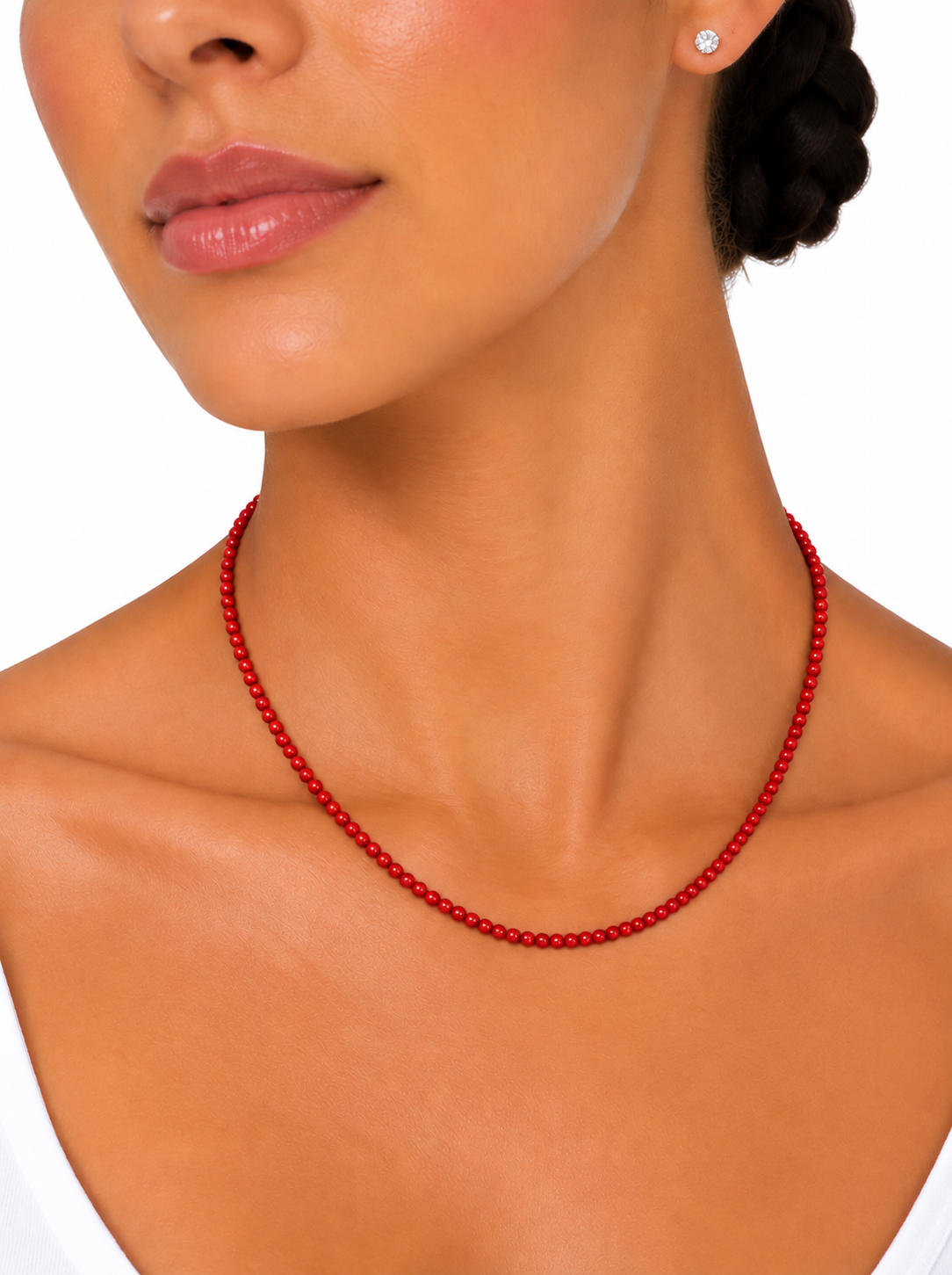 COLLAR MONICA MINI BOLITAS ROJO