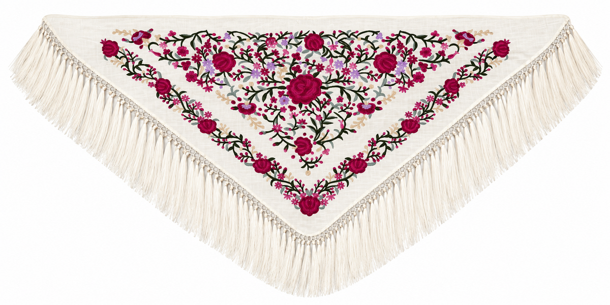 MANTON ALGODON CARMEN BEIGE BORDADO BUGANVILLA
