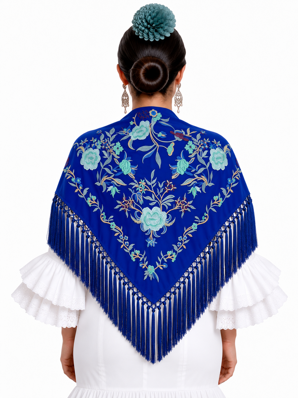 MANTON ALGODON REYES AZULINA BORDADO AZUL