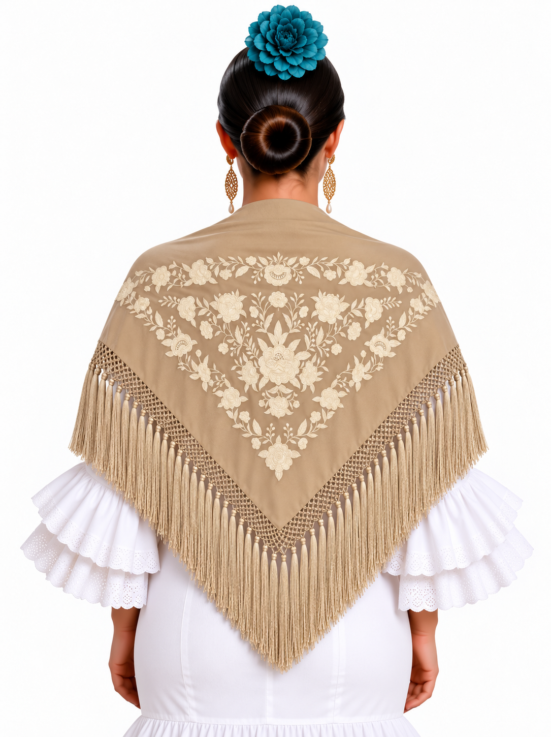 MANTON VISCOSA MARINA BEIGE BORDADO BEIGE