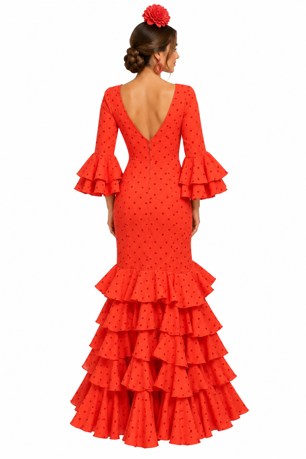 TRAJE FLAMENCA LOLA NARANJA LUNAR NARANJA