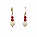 PENDIENTE TRIPLE BOLA MINI BLANCO - ROJO