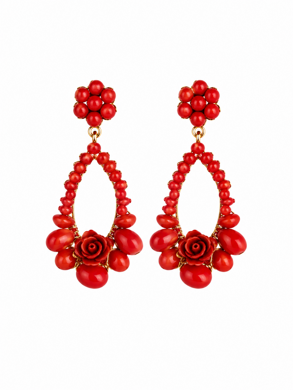 PENDIENTE ROSA ROJO