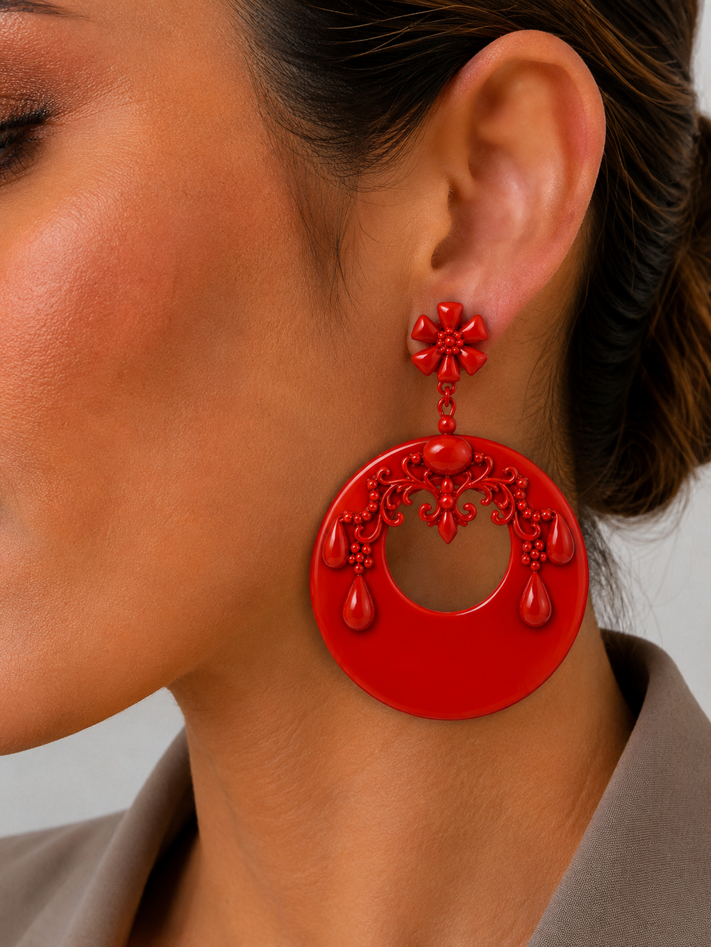 PENDIENTE MARGARITA ROJO - ROJO