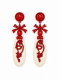 PENDIENTE GIRASOL BEIGE - ROJO