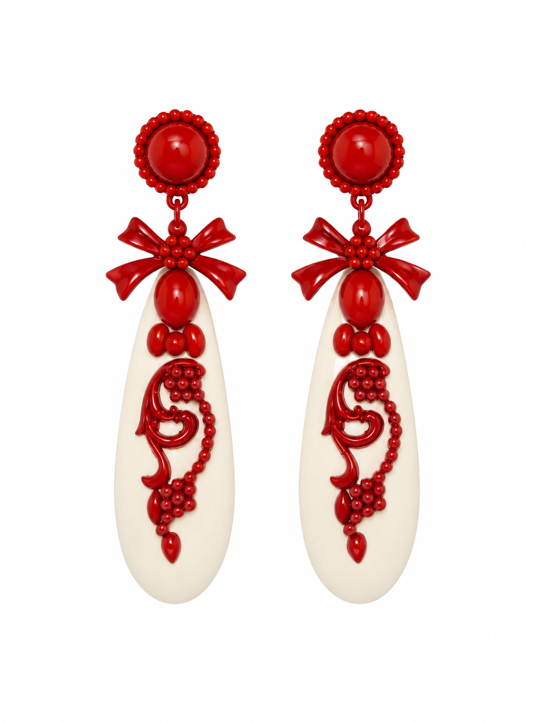 PENDIENTE GIRASOL BEIGE - ROJO