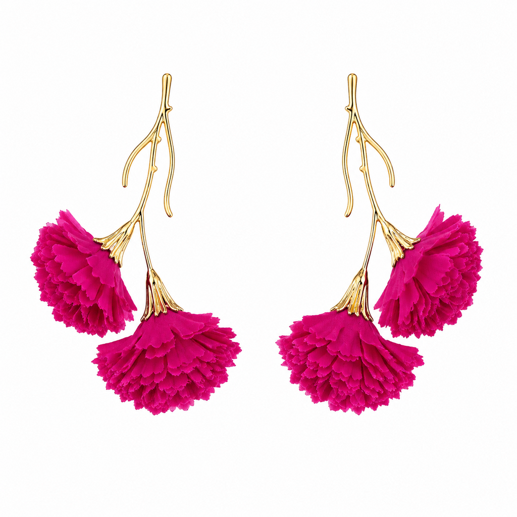 PENDIENTE CLAVELES FUCSIA