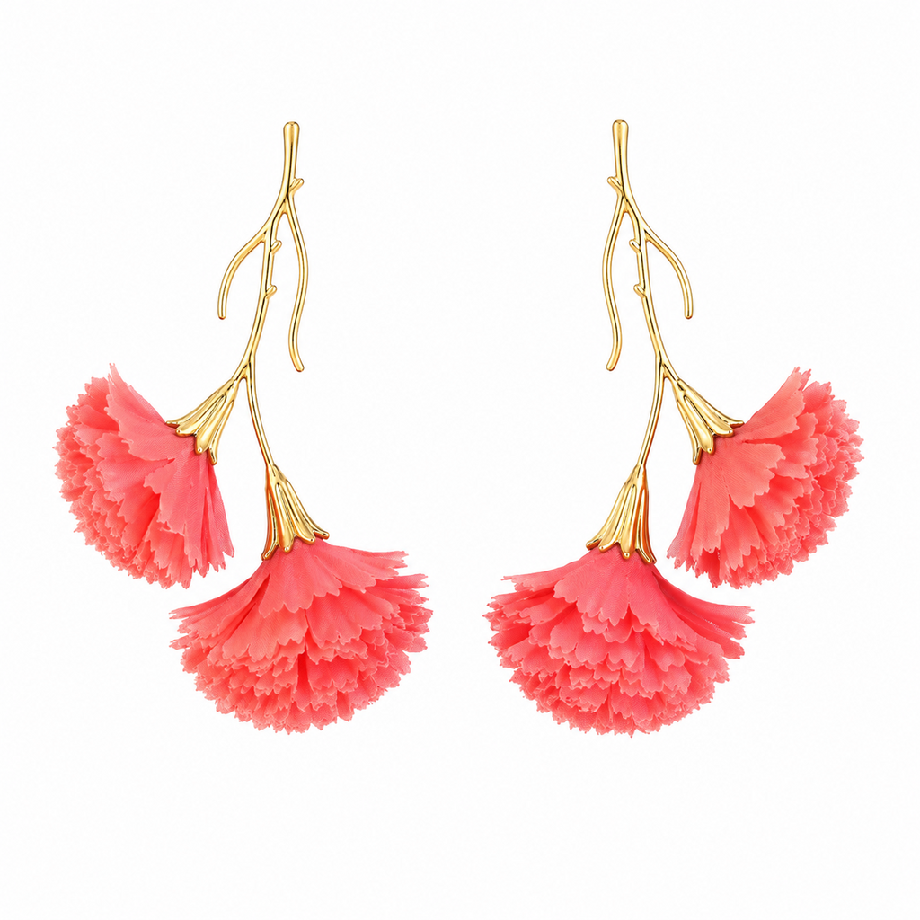 PENDIENTE CLAVELES CORAL