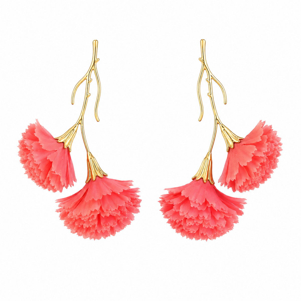 PENDIENTE CLAVELES CORAL