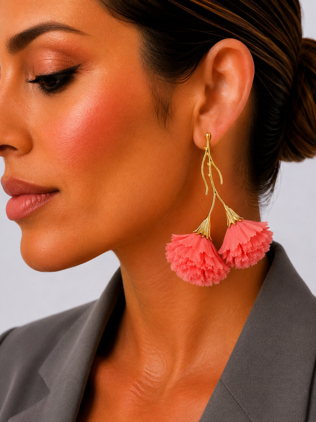 PENDIENTE CLAVELES CORAL