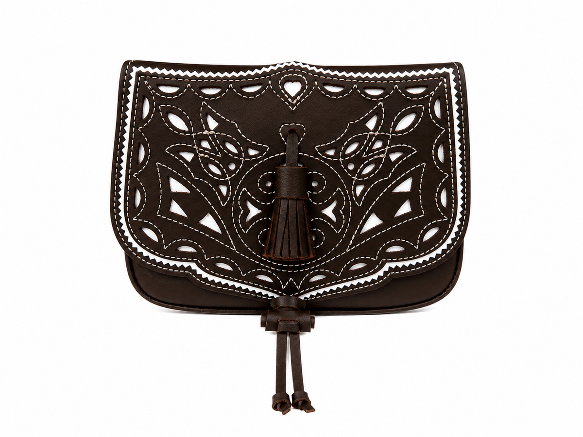 BOLSO ROMERIA GRANDE BORLON MARRON OSCURO