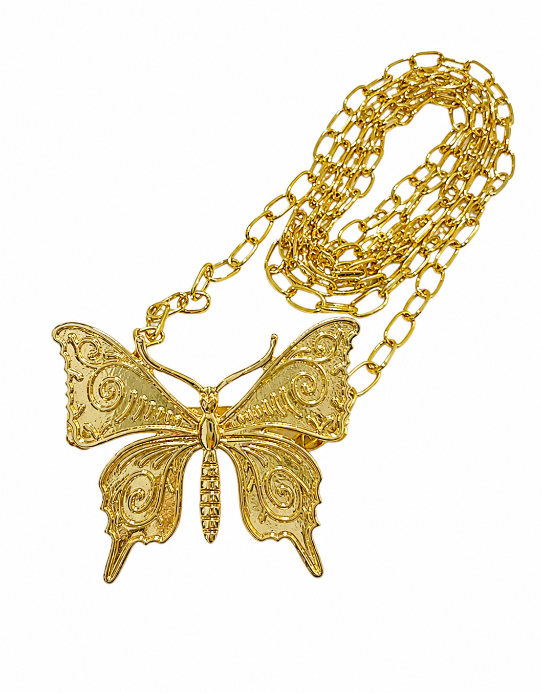 PORTA ABANICOS CADENA MARIPOSA DORADO