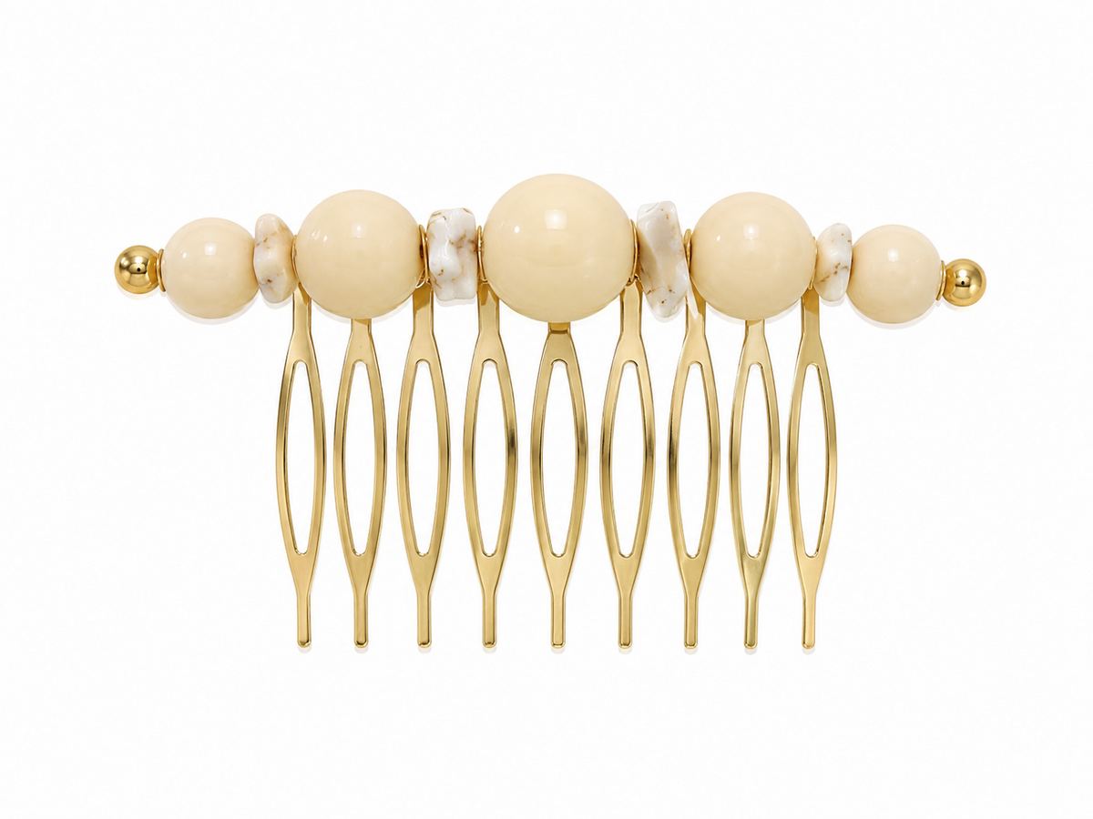 PEINA 5 BOLAS ESTRELLA BEIGE - BLANCO