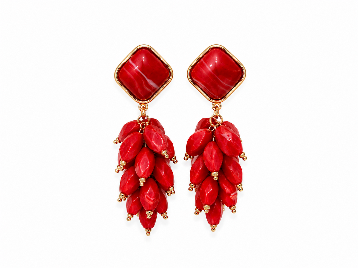 PENDIENTE LIRIO ROJO