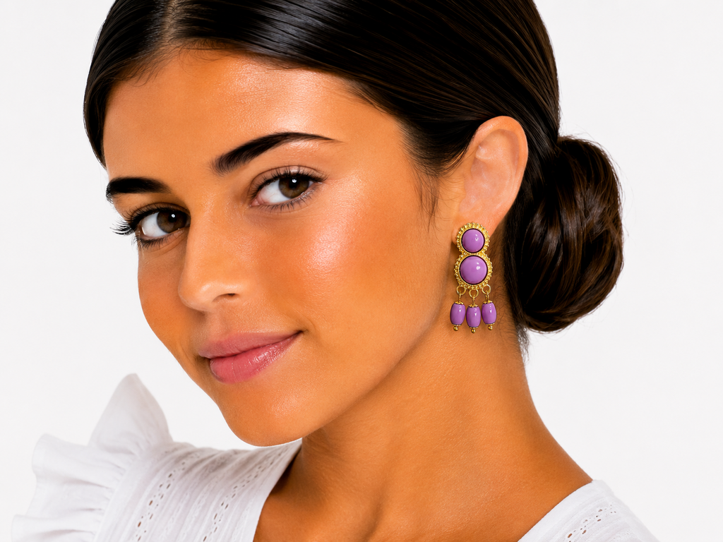 PENDIENTE NIÑA MADROÑO LILA