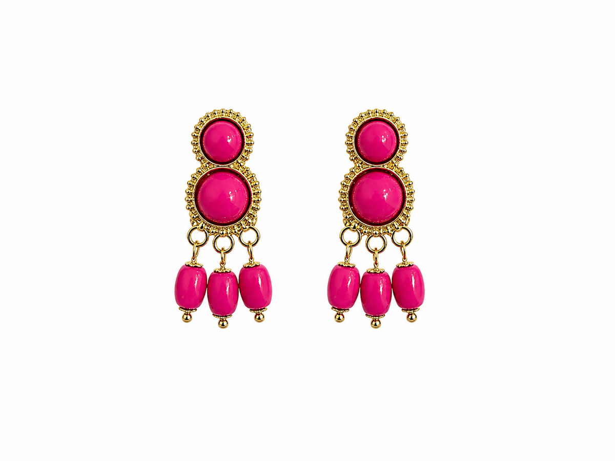 PENDIENTE NIÑA MADROÑO FUCSIA