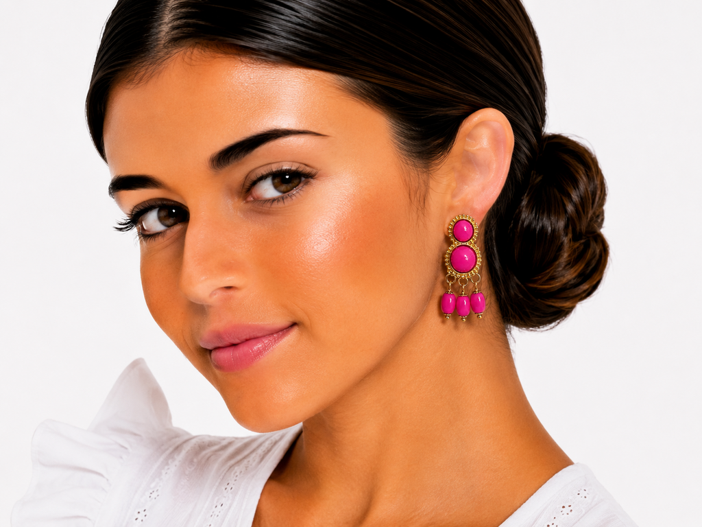 PENDIENTE NIÑA MADROÑO FUCSIA