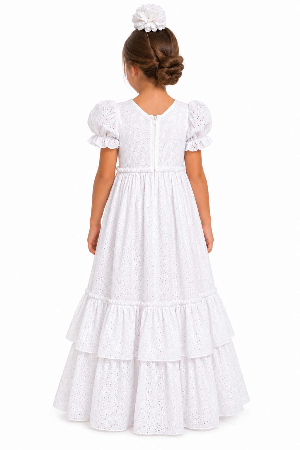 TRAJE FLAMENCA NIÑA OLIVIA PERFORADO BLANCO