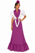 BATA FLAMENCA CARLOTA CON PIQUILLO MORADA LUNAR MORADO