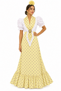BATA FLAMENCA CARLOTA CON PIQUILLO MANTEQUILLA LUNAR LILA