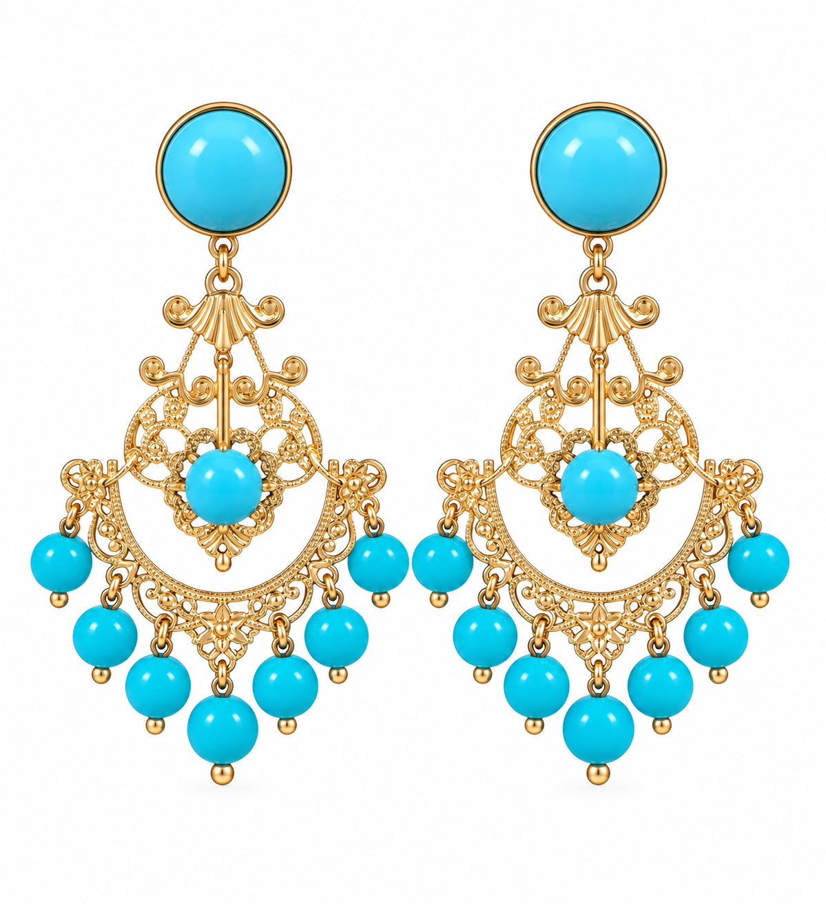 PENDIENTE FOLCLORE TURQUESA