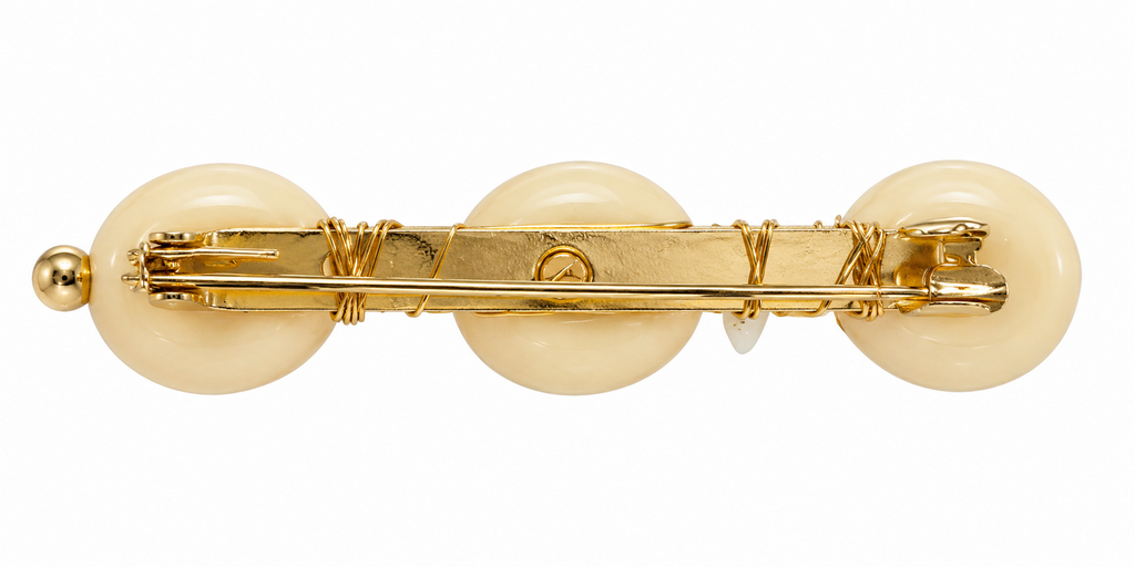 BROCHE 3 BOLAS ESTRELLA BEIGE - BLANCO