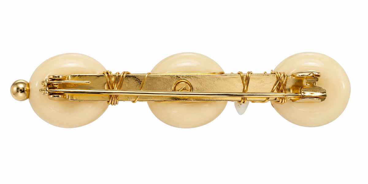 BROCHE 3 BOLAS ESTRELLA BEIGE - BLANCO