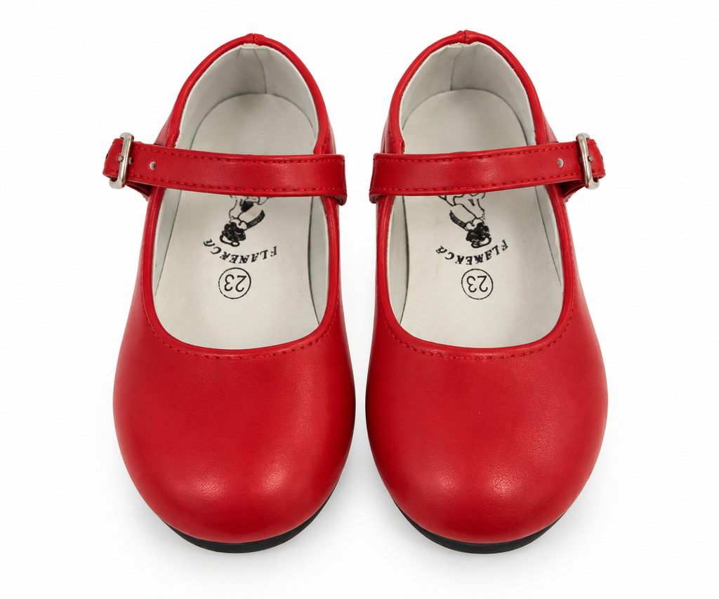 TACONES NIÑA FLAMENCA ROJOS