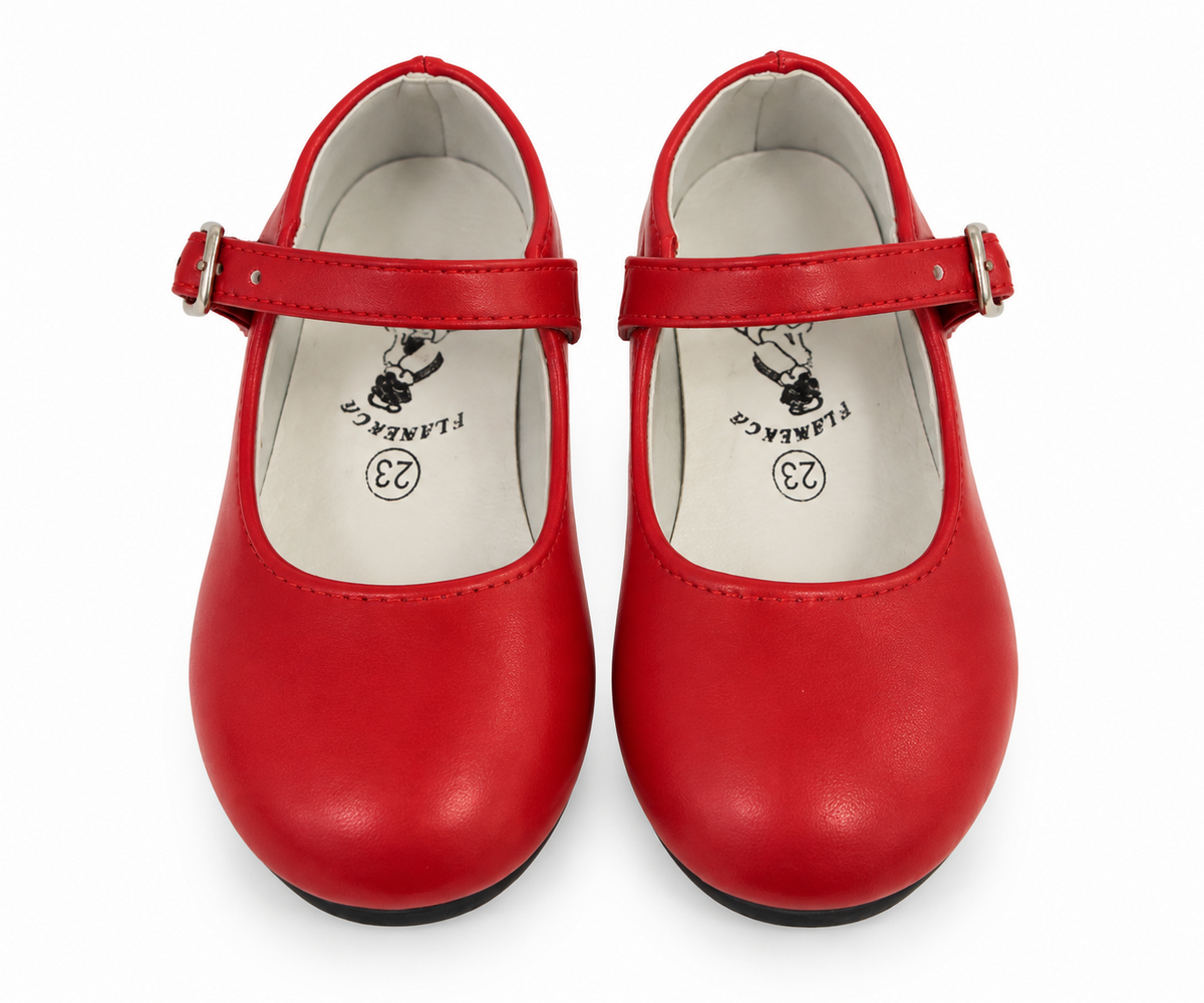 TACONES NIÑA FLAMENCA ROJOS