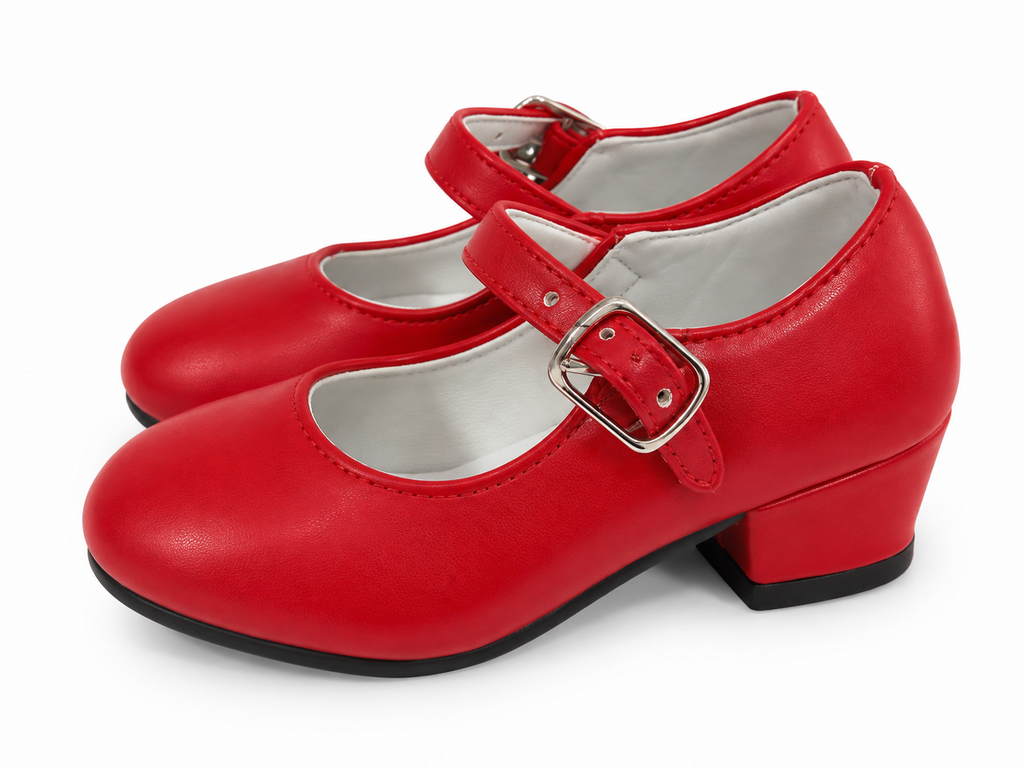 TACONES NIÑA FLAMENCA ROJOS