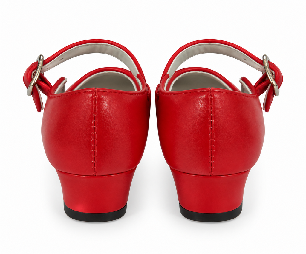 TACONES NIÑA FLAMENCA ROJOS