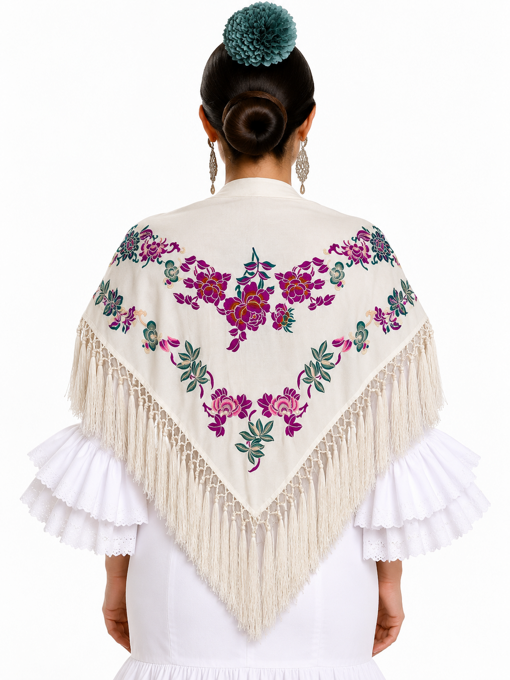 MANTON ALGODON - LINO CRISTINA BEIGE BORDADO BUGANVILLA