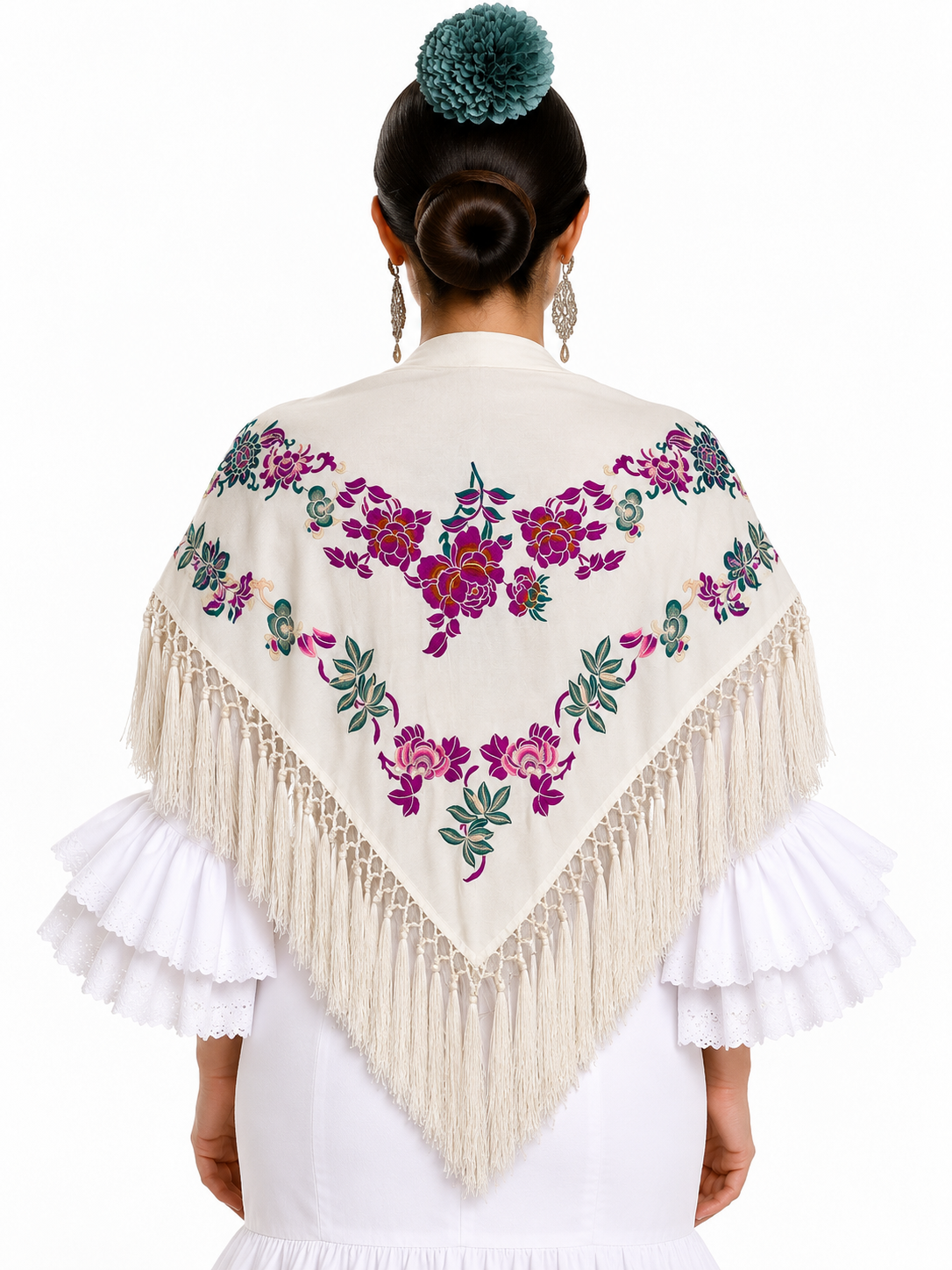MANTON ALGODON - LINO CRISTINA BEIGE BORDADO BUGANVILLA