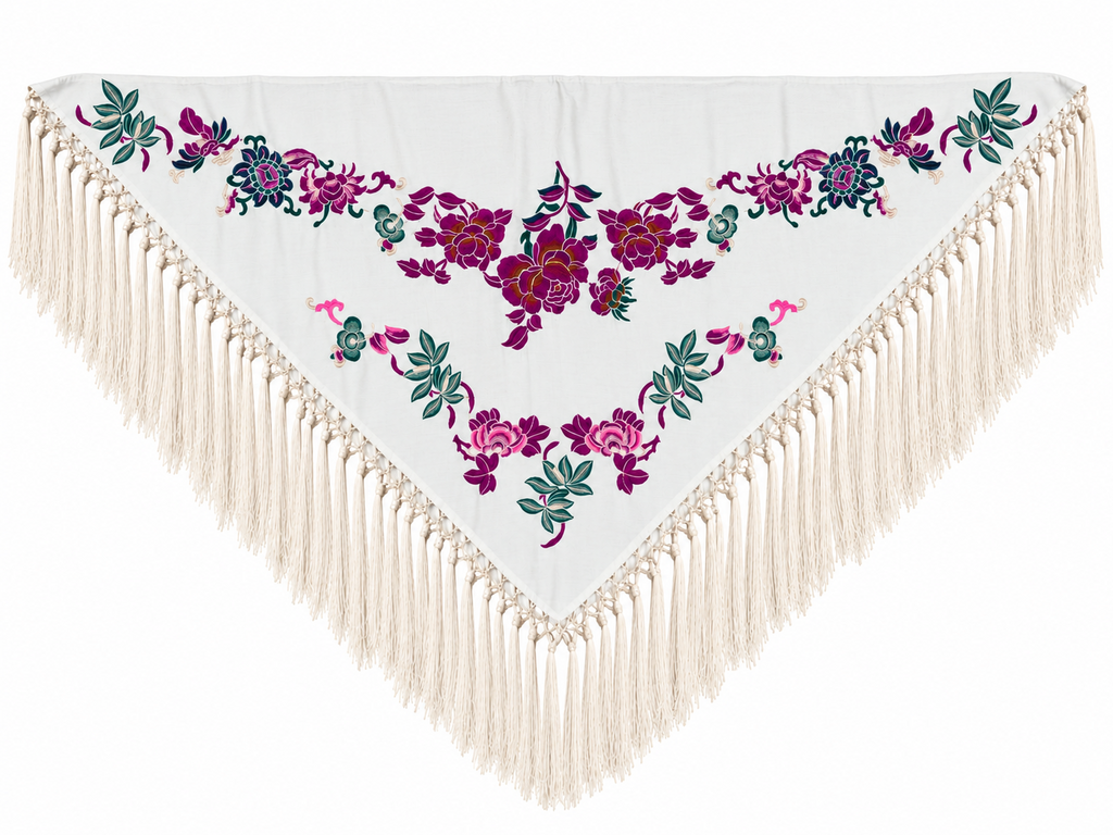MANTON ALGODON - LINO CRISTINA BEIGE BORDADO BUGANVILLA