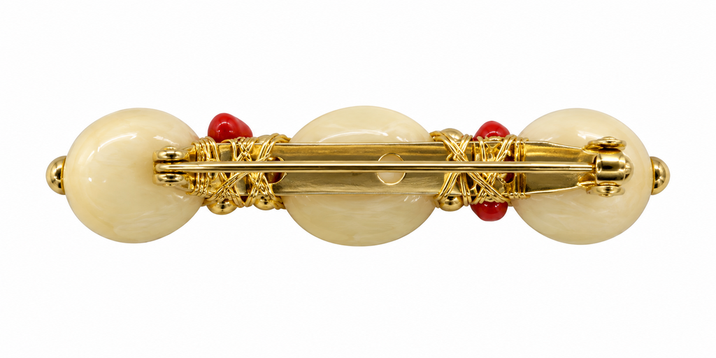BROCHE 3 BOLAS ESTRELLA BEIGE - CORAL