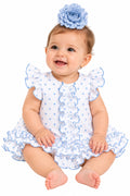 Traje de flamenca bebé Estrella blanco con lunares celeste