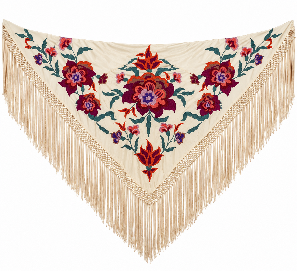 MANTON SEDA VALENTINA BEIGE BORDADO BUGANVILLA