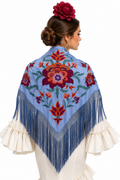 MANTON SEDA VALENTINA CELESTE BORDADO BUGANVILLA