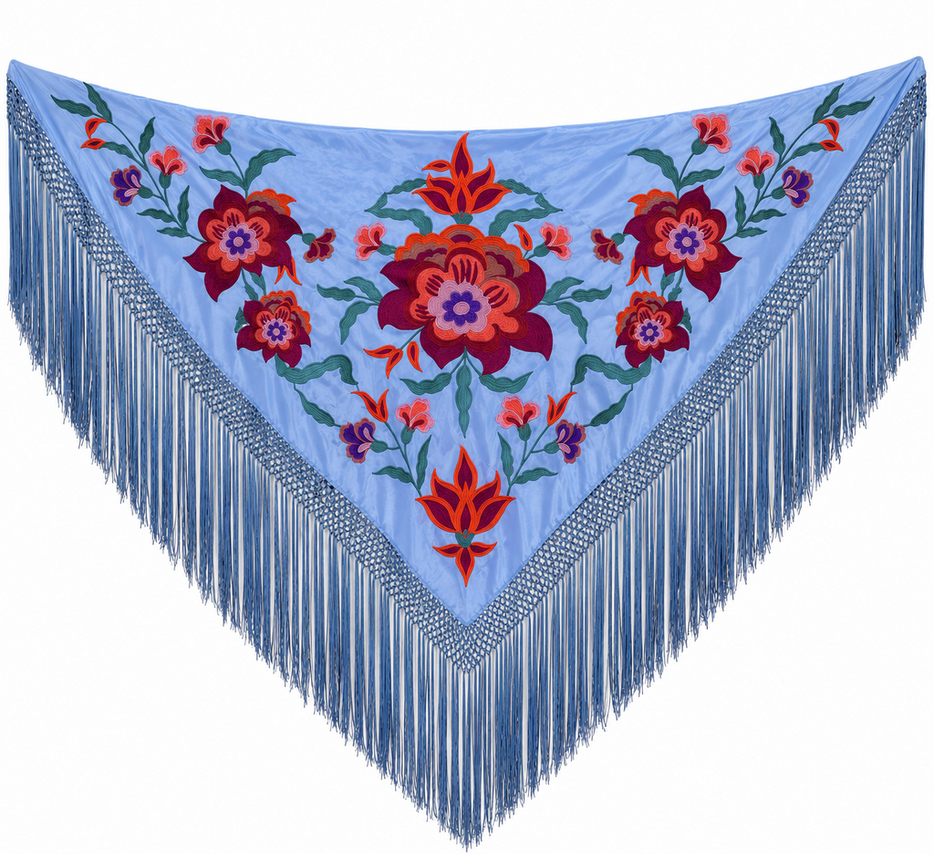 MANTON SEDA VALENTINA CELESTE BORDADO BUGANVILLA