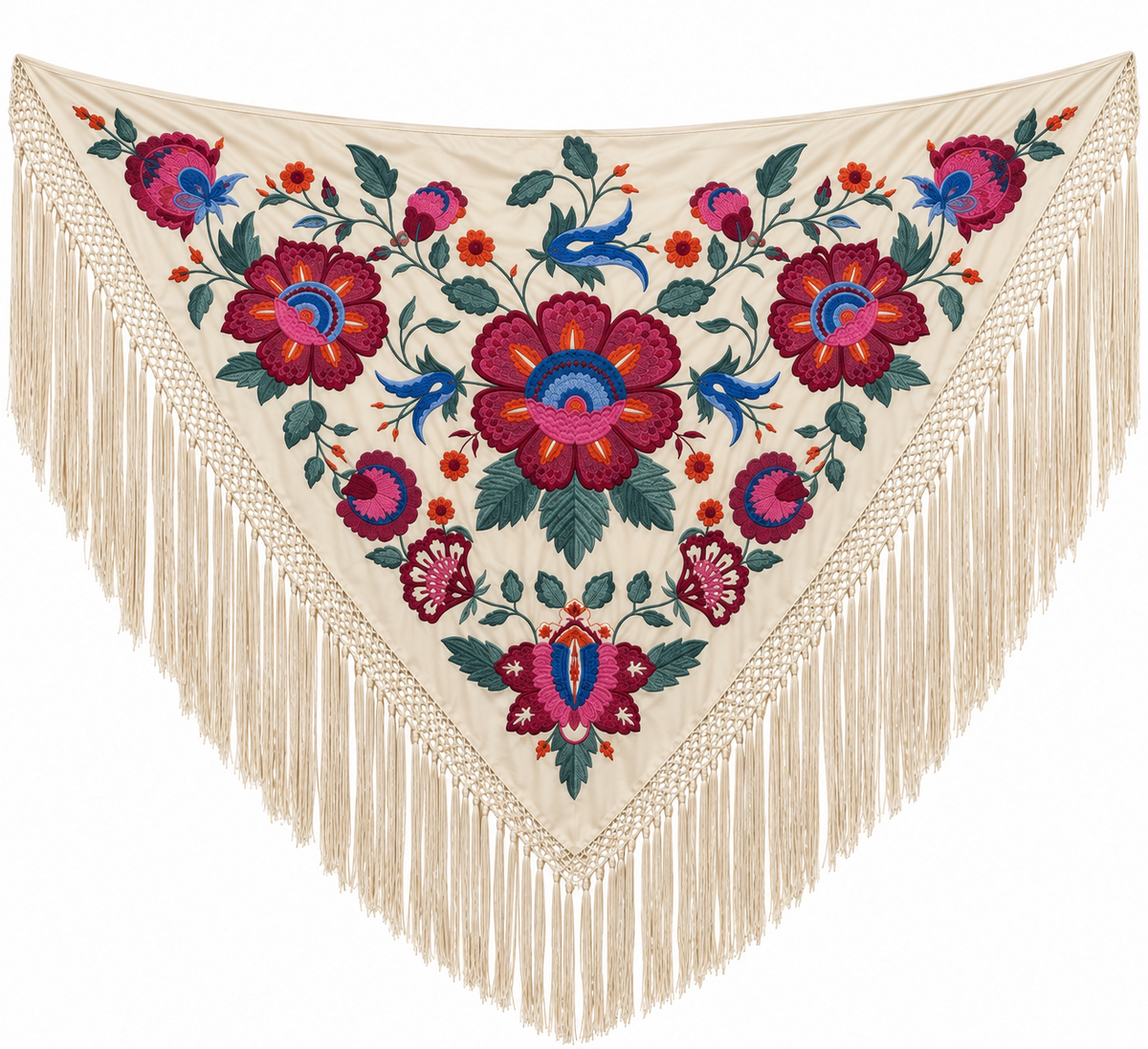 MANTON SEDA VALERIA BEIGE BORDADO BUGANVILLA
