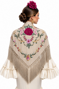 MANTON ALGODON LOLA BEIGE TOPO BORDADO BUGANVILLA
