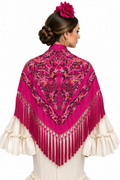 MANTON ALGODON MARTA FUCSIA BORDADO BUGANVILLA