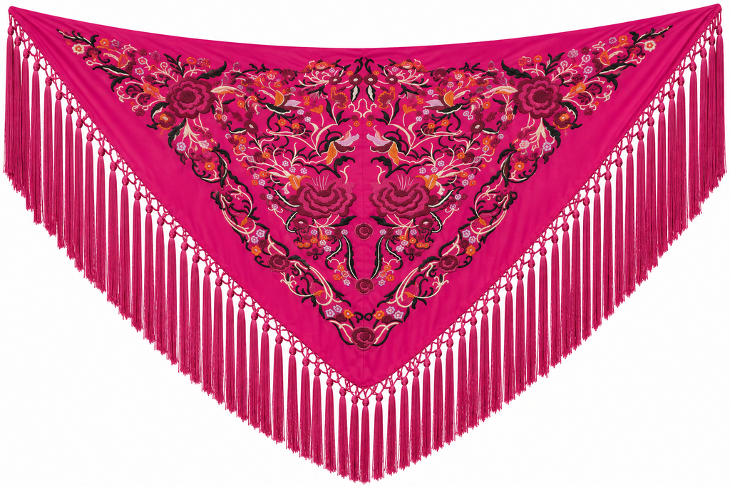 MANTON ALGODON MARTA FUCSIA BORDADO BUGANVILLA