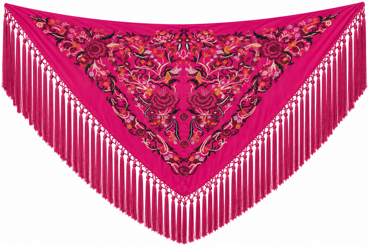MANTON ALGODON MARTA FUCSIA BORDADO BUGANVILLA