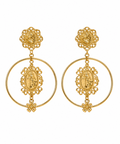 PENDIENTE ARO TRIPLE FLOR DORADO