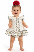 TRAJE FLAMENCA BEBE ESTRELLA BEIGE LUNAR NEGRO