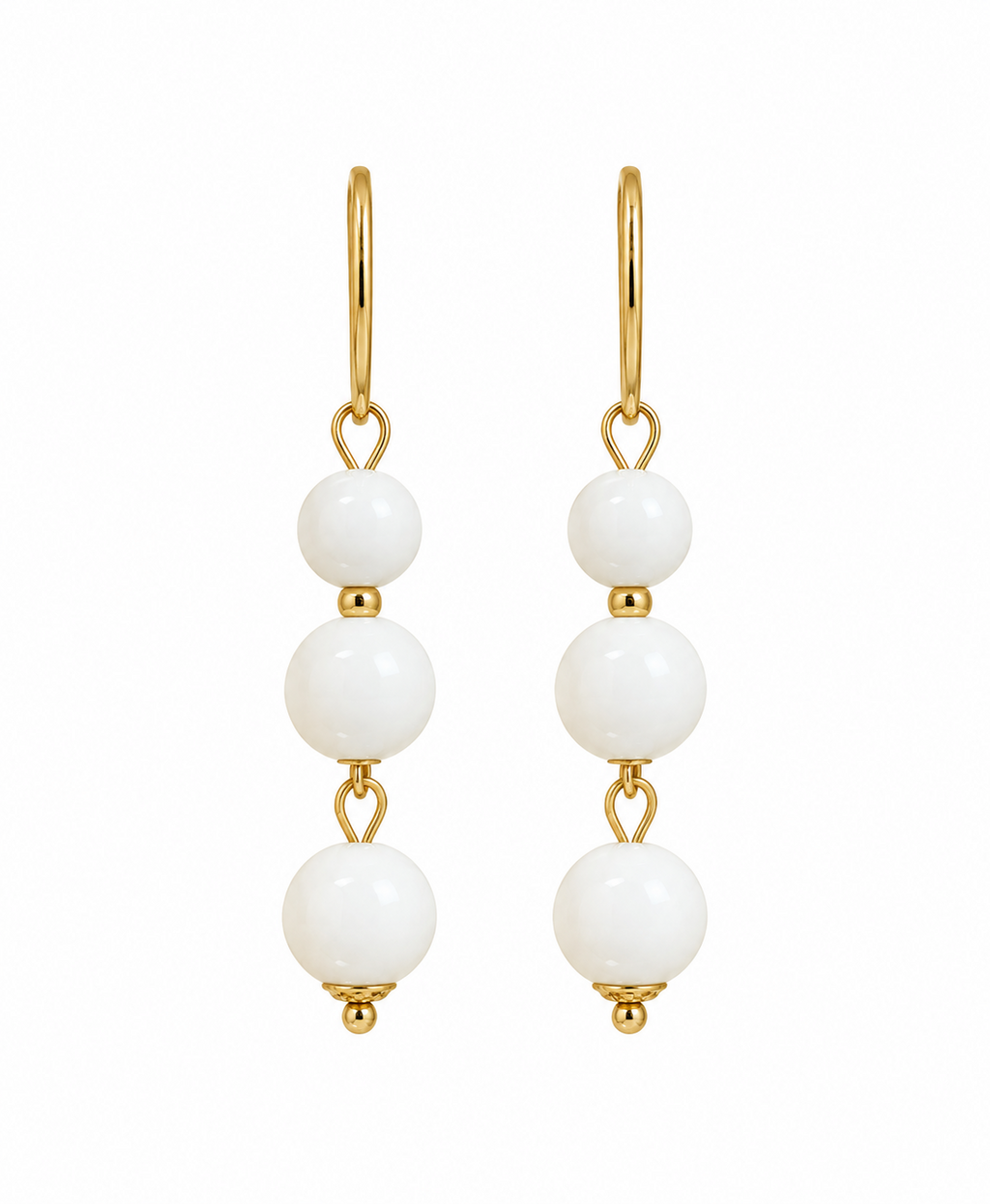 Pendientes triple bola blanca para flamenca
