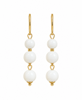 Pendientes triple bola blanca para flamenca
