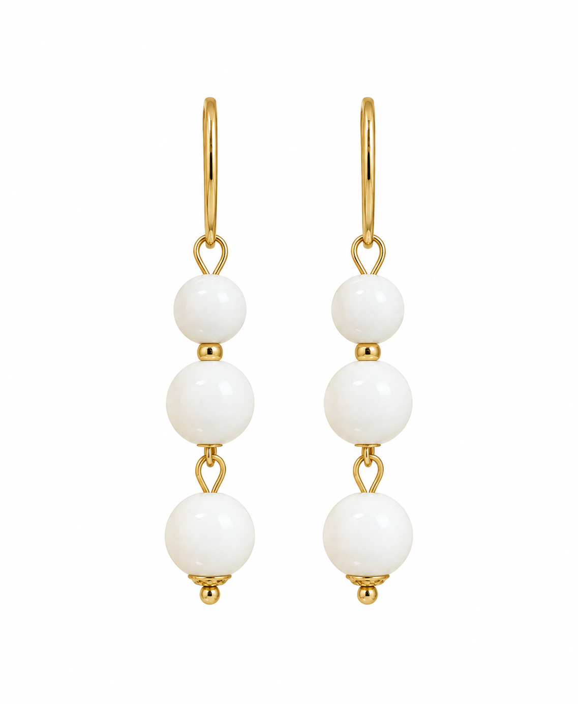 Pendientes triple bola blanca para flamenca