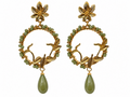 Pendientes círculo lágrima verde oliva para flamenca